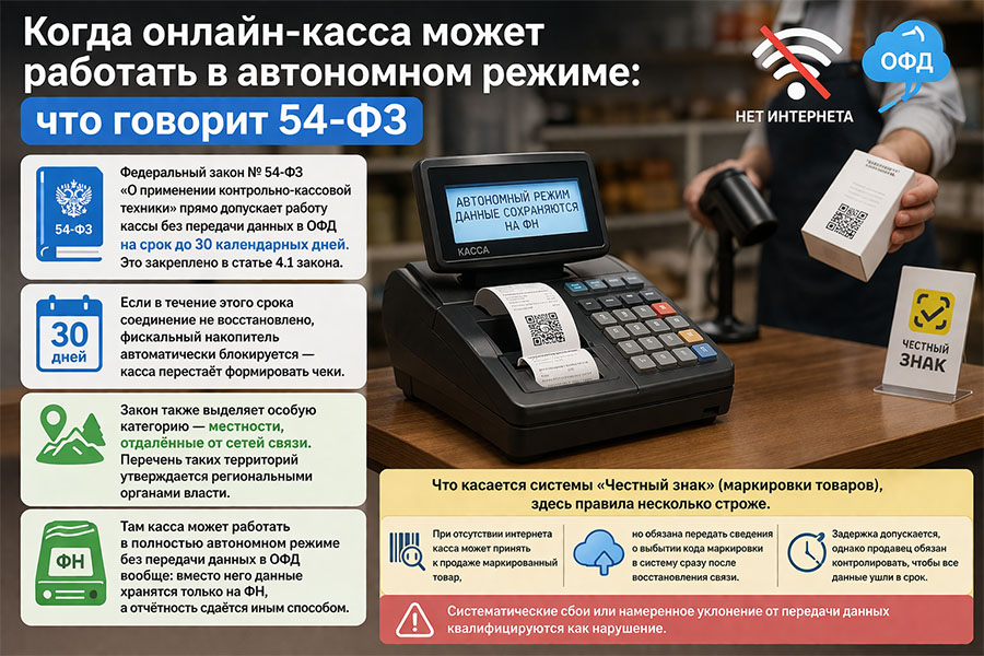Когда онлайн-касса может работать в автономном режиме: что говорит 54-ФЗ