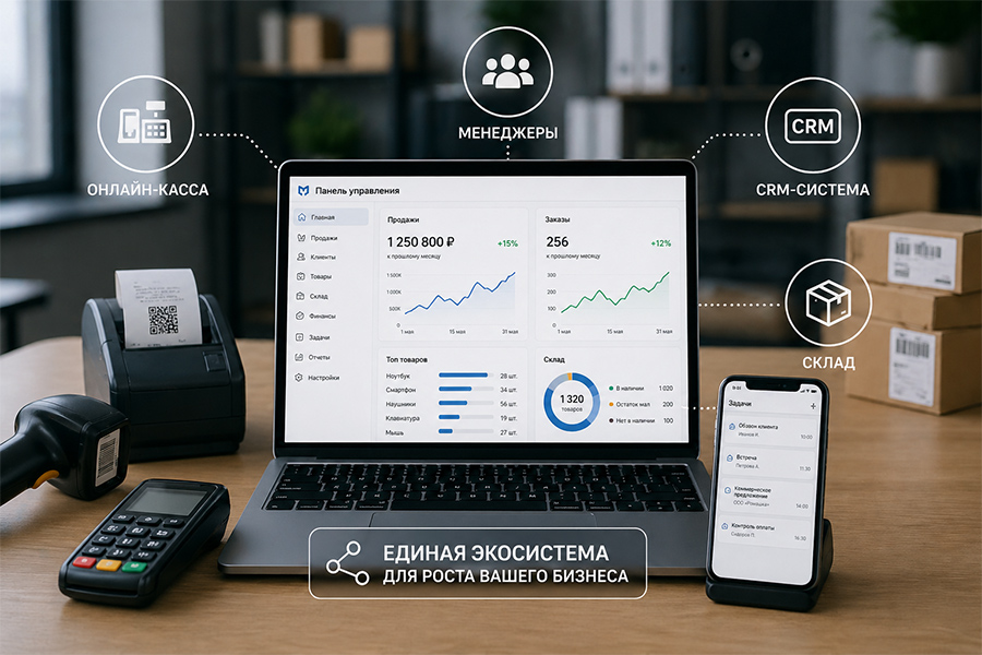 Автоматизация малого бизнеса в 2026 году: как связать онлайн-кассу, CRM, склад и менеджеров в единую экосистему